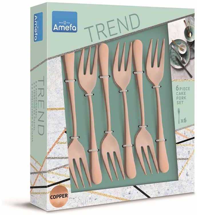 Amefa Austin 1410 – 6 torto šakutės dovanų dėžutėje – vario spalvos