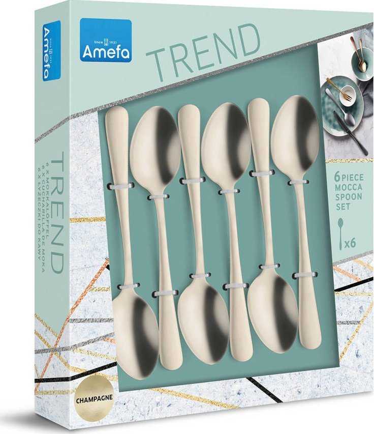 „Amefa Austin 1410“ – 6 mokas šaukšteliai madingoje dėžutėje – šampano spalvos