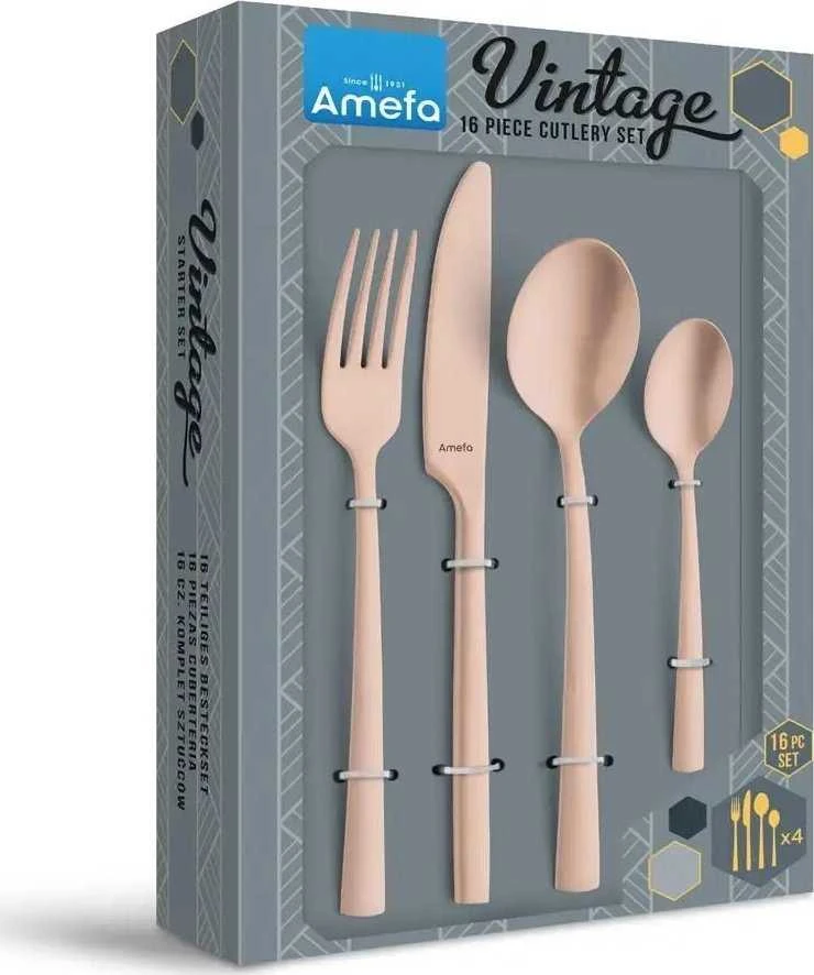 Amefa Manille 9035 - 16 vnt rinkinys vintažinėje dėžutėje - vario ploviklis