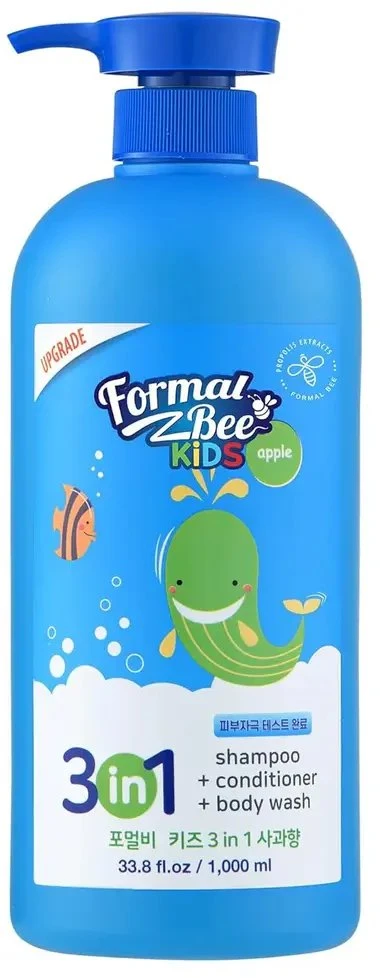 Formal Bee 3in1 Apple Hair Šampūnas, kondicionierius ir dušo želė 3-in-1, 1000 ml