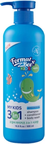 Formal Bee Formalus Bee 3in1 Apple plaukų šampūnas, kondicionierius ir dušo želė 3-in-1, 500 ml