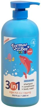 Formal Bee 3in1 Persikų plaukų šampūnas, kondicionierius ir dušo želė 3 viename, 1000 ml