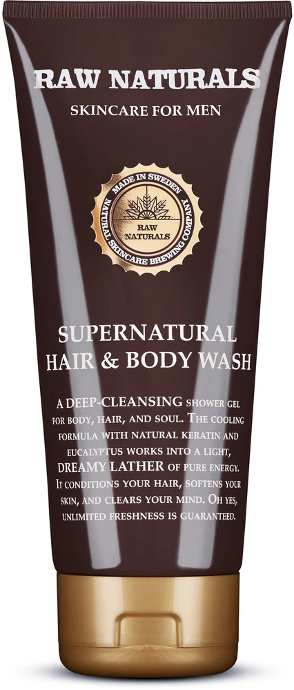 Raw Naturals Supernatural 100% vegan Hair Šampūnas Conditioner & Dušo želė 3-In-1, 200 ml