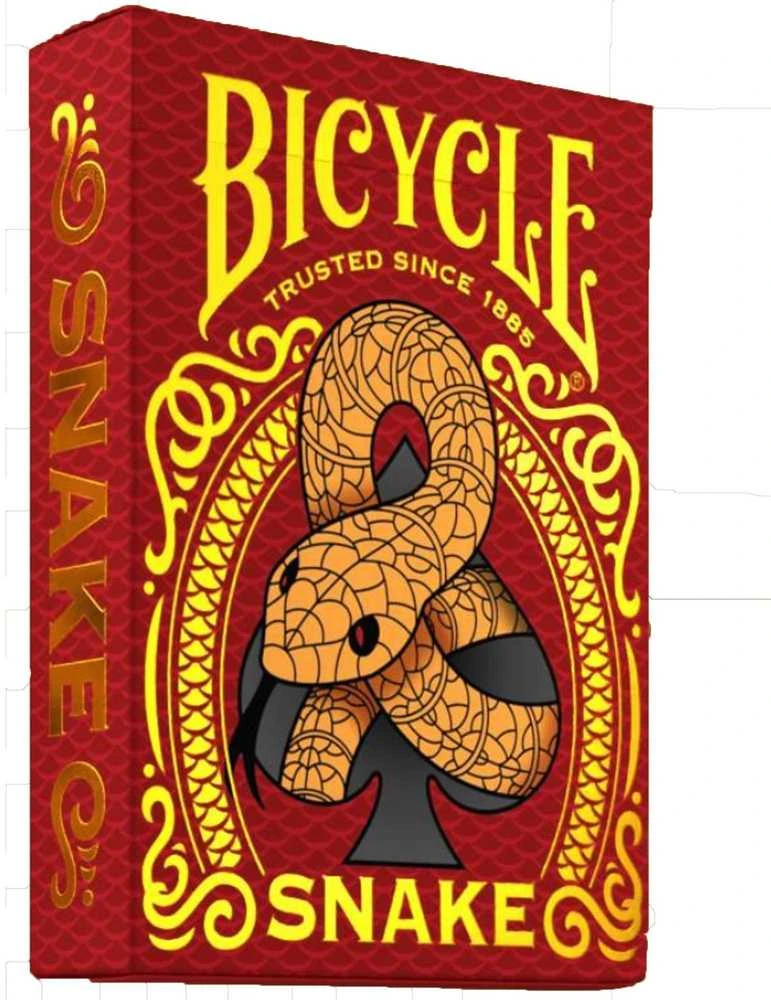 Bicycle Snake žaidimo kortos – kolekcinė raudona/auksinė kaladė pokeriui