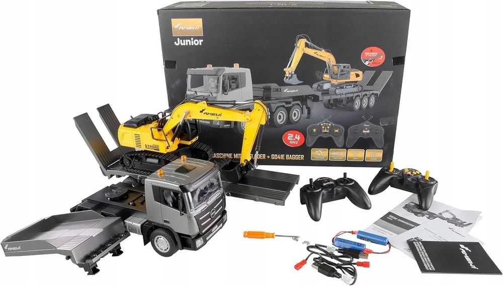 Amewi Amewi 2-in-1 Tieflader/Bagger-Set G836E/G041E 1:24 RTR