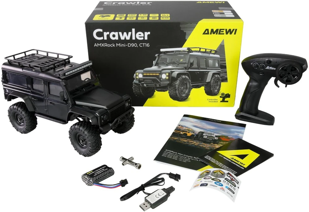 Amewi RC vikšrinis Mini-D90 AMXRock 4WD 1:16 RTR nuotolinio valdymo automobilis