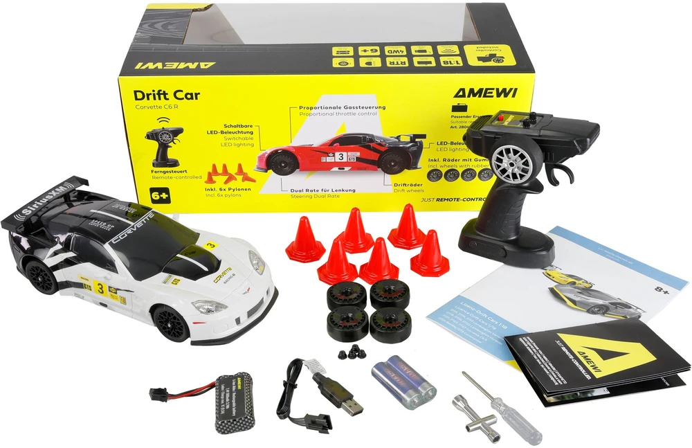 Amewi Amewi Nuotoliniu būdu valdomas „Corvette C6R“ modelis Drift automobilis Elektrinis variklis 1:18