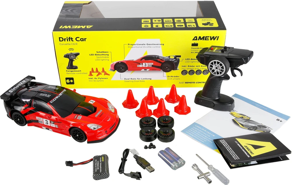 Carruzzo Amewi Corvette C6R Radijo bangomis valdomas (RC) modelis Šonaslydžio automobilis Elektrinis variklis 1:18
