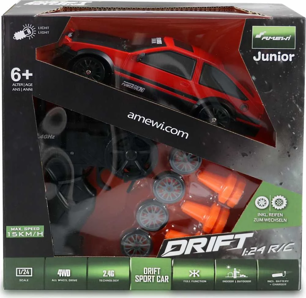 Amewi Amewi Drift Sport Car 1:24 raudona, 4WD 2,4 GHz Fernsteuerung