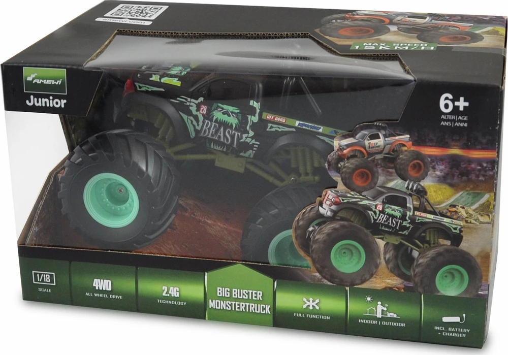 Amewi Amewi RC Auto Big Buster Truck Li-Ion Akku 500mAh grün /6+