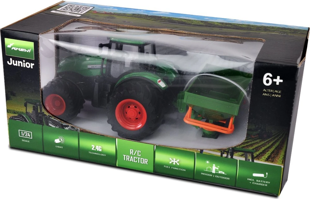 Amewi Amewi RC Traktor mit Düngerstreuer LiIon 500mAh grün/6+