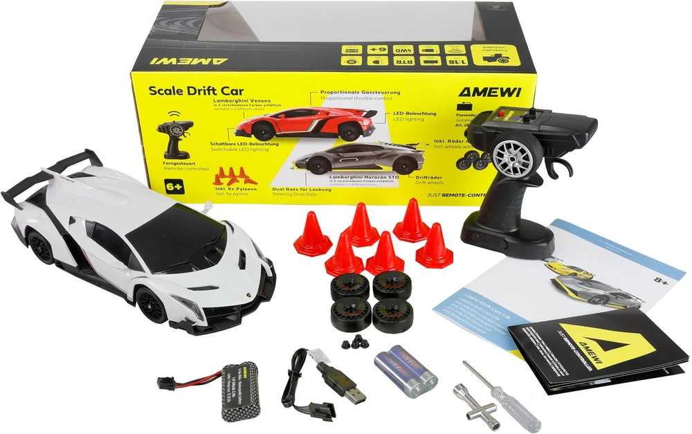 Licencijuotas Amewi RC Drift Lamborghini Veneno Baltas