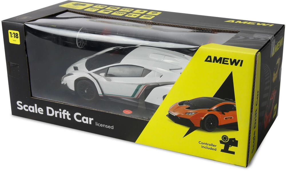 Licencijuotas Amewi RC Drift Lamborghini Veneno Baltas