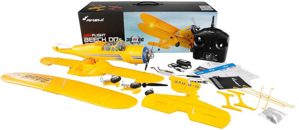 Samolot zdalnie sterowany Amewi Amewi AMXFlight Beech D17s Doppeldecker 3D/6G RTF gelb / Gyr
