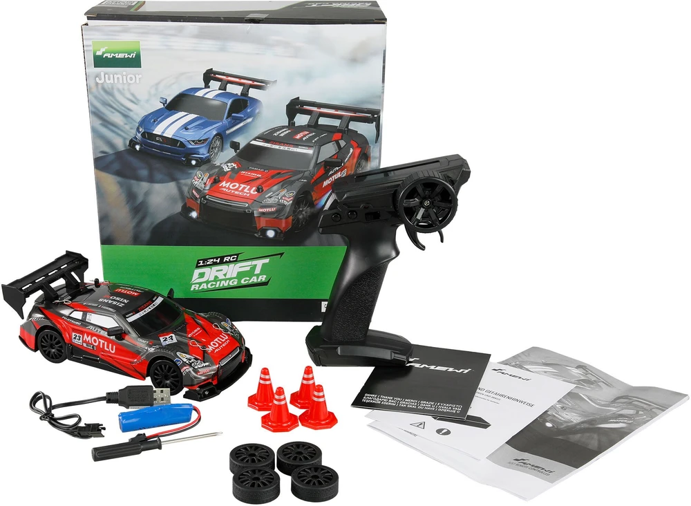 Amewi Drift Racing Car 4WD 1:24 RTR raudona/juoda su