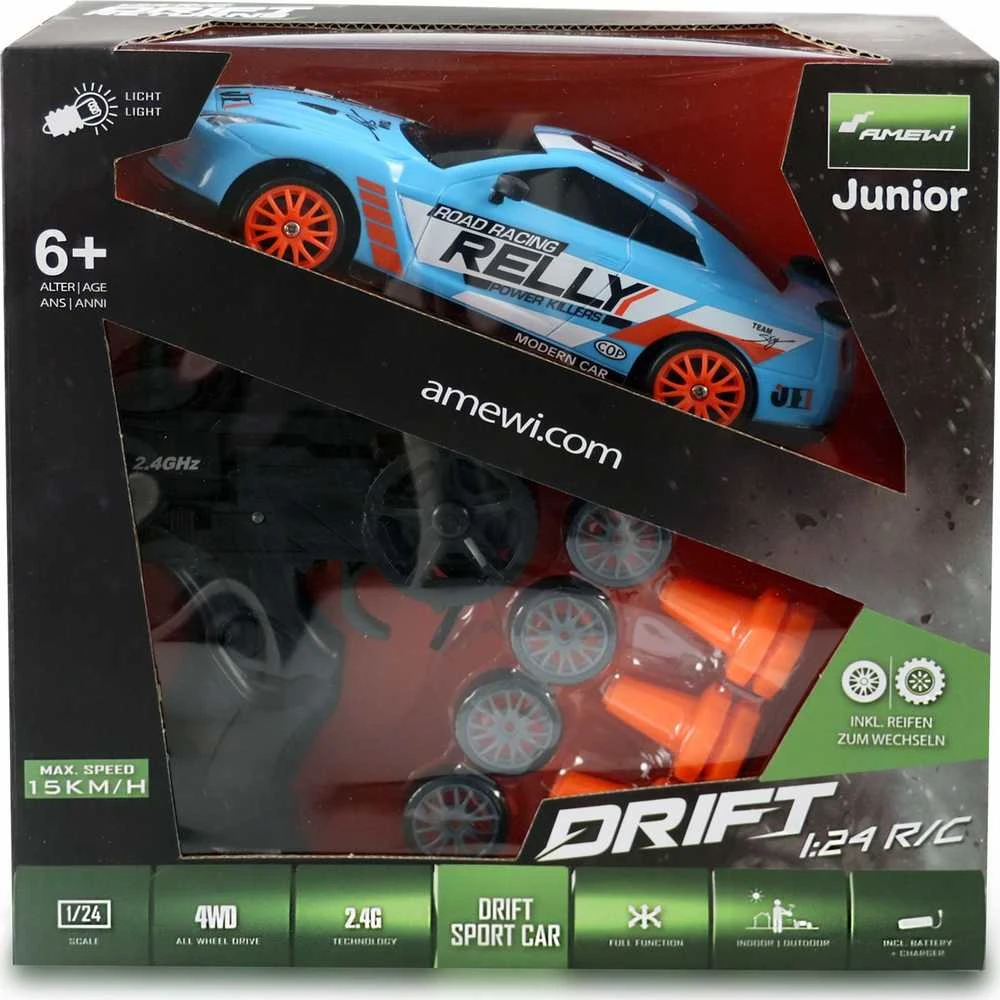 AMEWI Drift Sport Car 4WD 1:24 RTR žalia