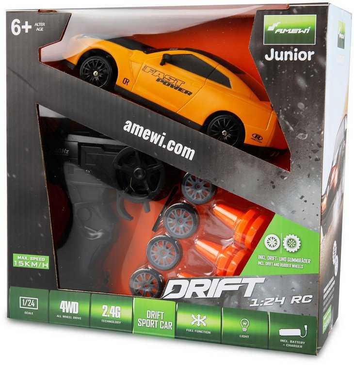 Amewi Amewi Drift Sport Car 4WD 1:24 RTR gelb