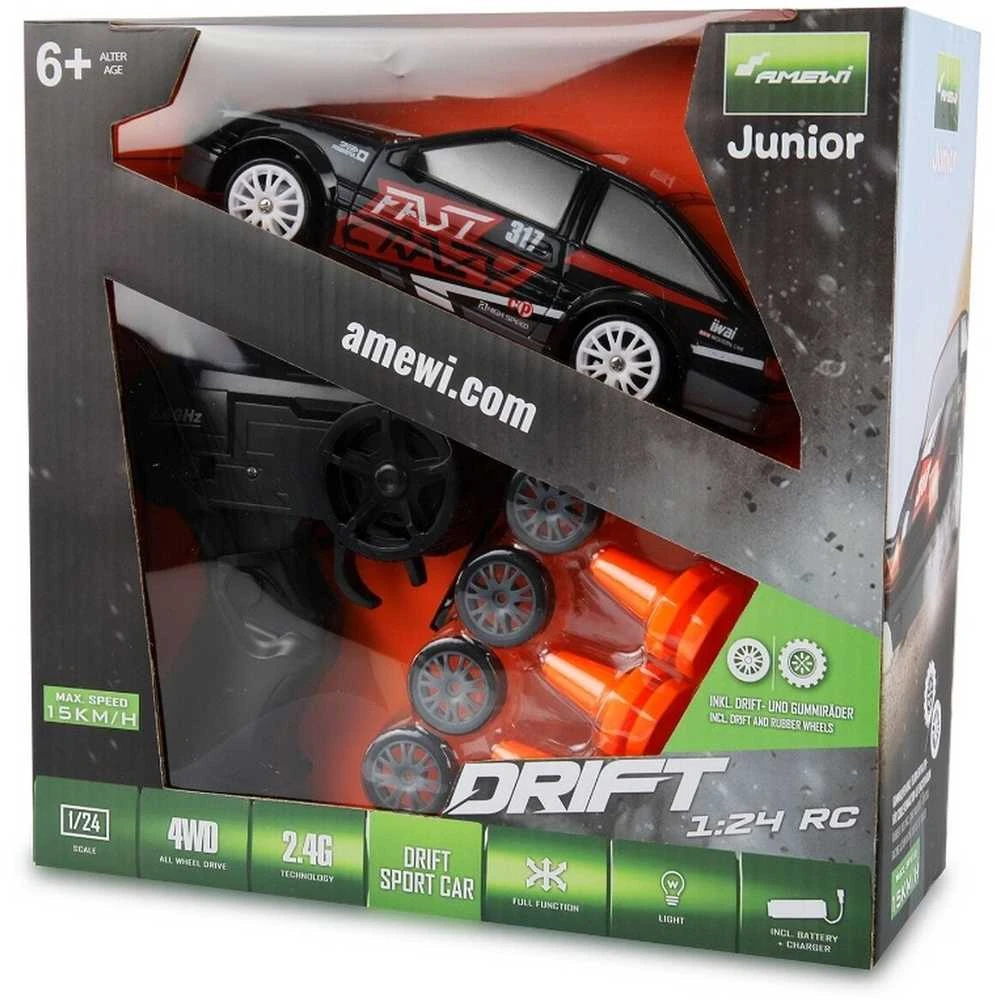 Amewi Amewi Drift Sport Car 4WD 1:24 RTR juodas