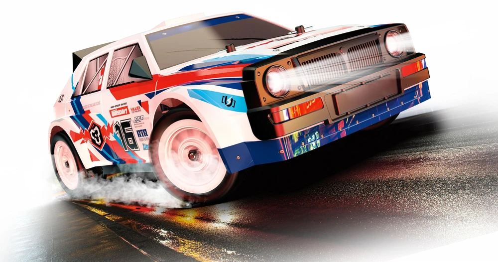 Samochód Amewi RC Drift Rallye LR16 4WD 1:16 RTR balta/mėlyna/raudona /14+