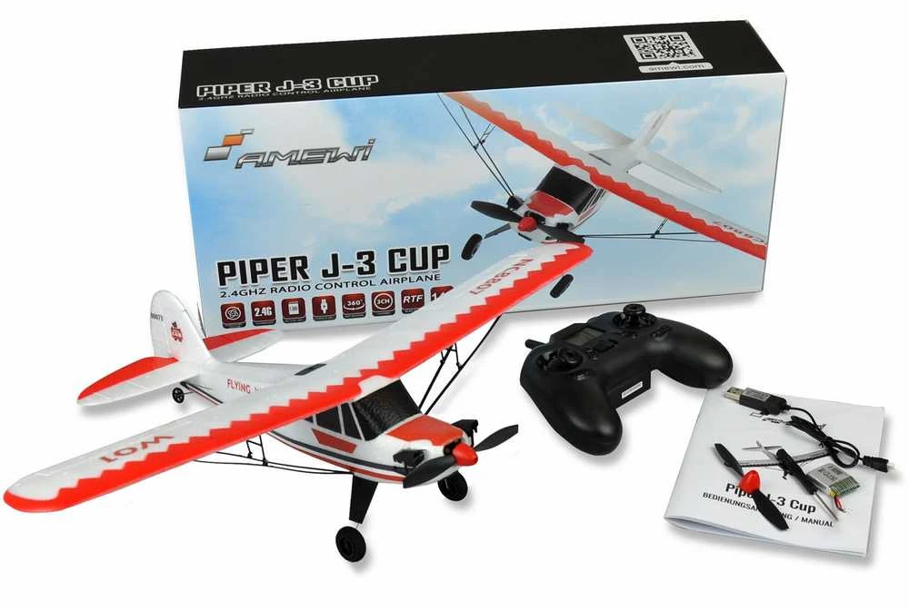 AMEWI Piper J3 taurė su Gyro 3 kanalų RTF geltona