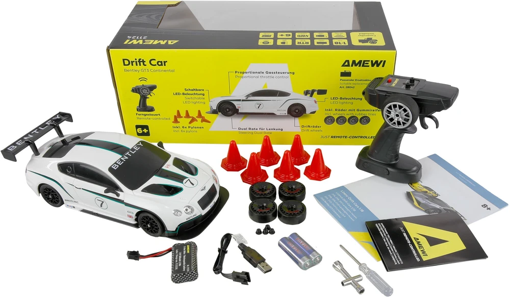 Carruzzo Amewi Bentley GT3 Radijo bangomis valdomas (RC) modelis Šonaslydžio automobilis Elektrinis variklis 1:18