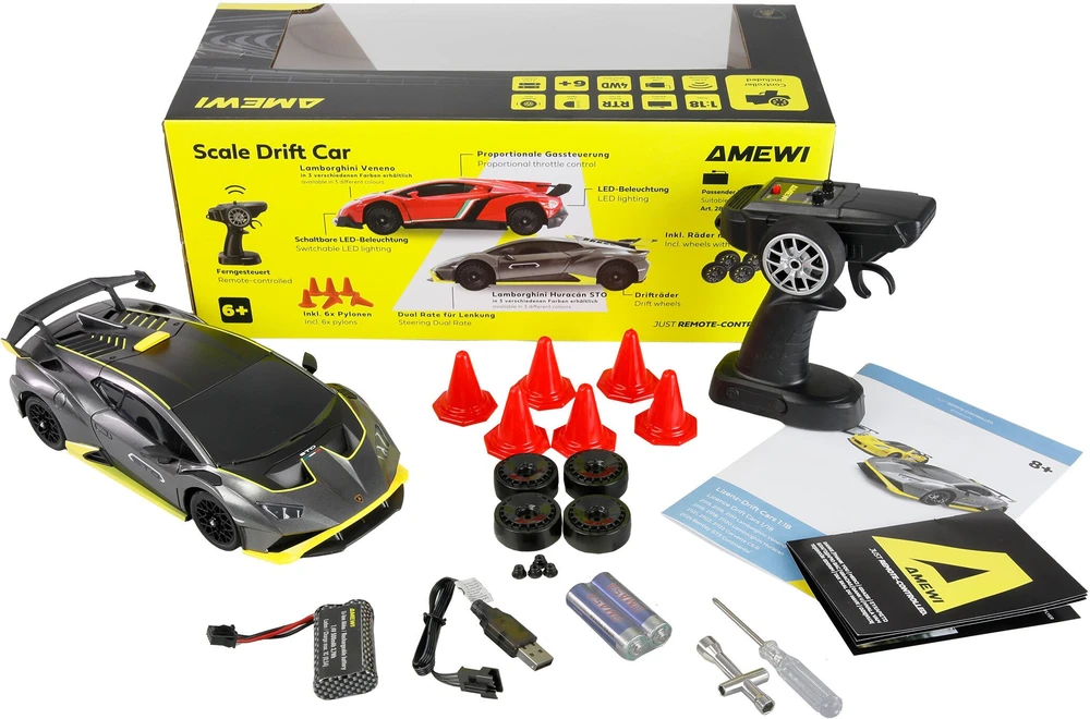 Carruzzo Amewi Huracan STO Radijo bangomis valdomas (RC) modelis Šonaslydžio automobilis Elektrinis variklis 1:18