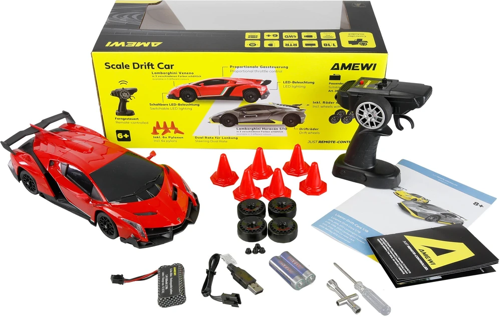 Amewi RC Drift licencja Lamborghini Veneno raudona