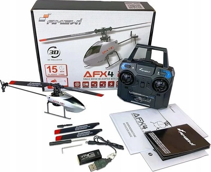 Amewi RC Helikopter AFX4 R3D Li-Po akumulator 300mAh sidabrinė 14+