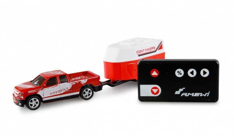 Amewi Amewi RC Pickup Die Cast mit Pferdeanhänger 1:64 RTR raudona