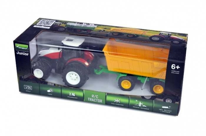 Carruzzo Amewi Toy Traktor mit Kippanhänger Radijo bangomis valdomas (RC) modelis Traktoriui Elektrinis variklis 1:24
