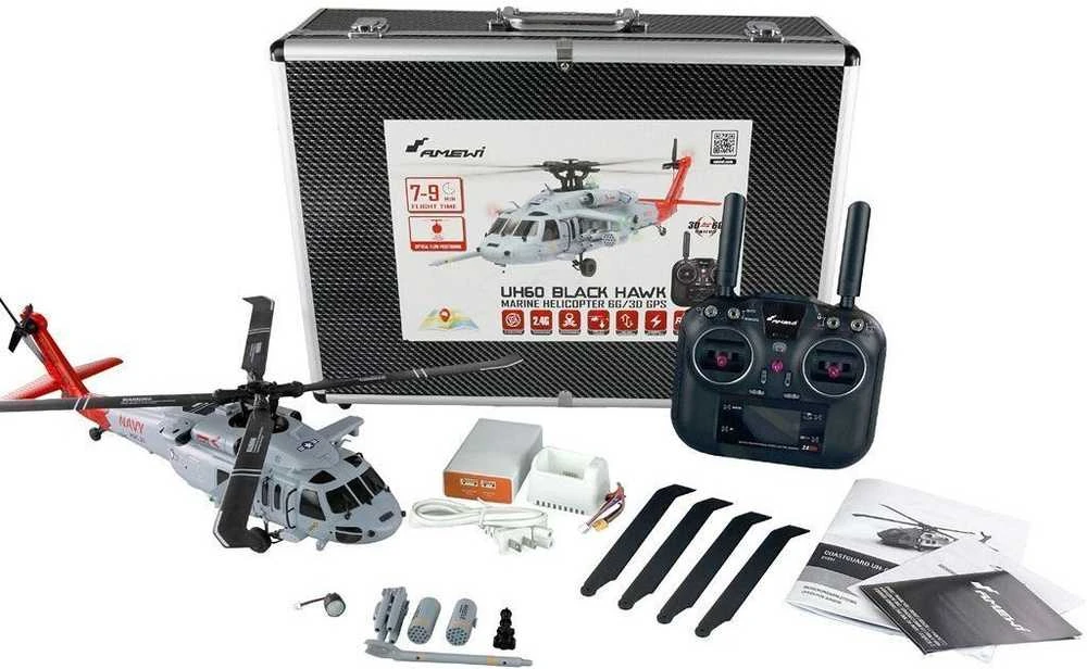 Amewi Amewi UH60 Juodas Hawk Marine CP Helikopter 6G/3D GPS RTF