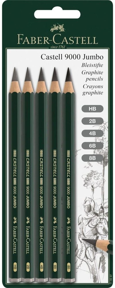 Faber-Castell 119397, Daugiaspalvis, Žalias, Šešiakampis, Lizdinė plokštelė, 5 vnt.