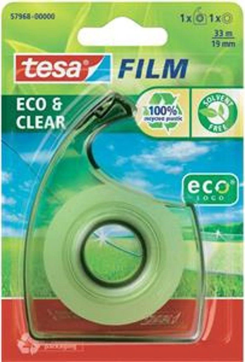 Beiersdorf Ekologiška lipni juostelė TESA Film eco & clear, su dėklu, 19mm x 33m, skaidri