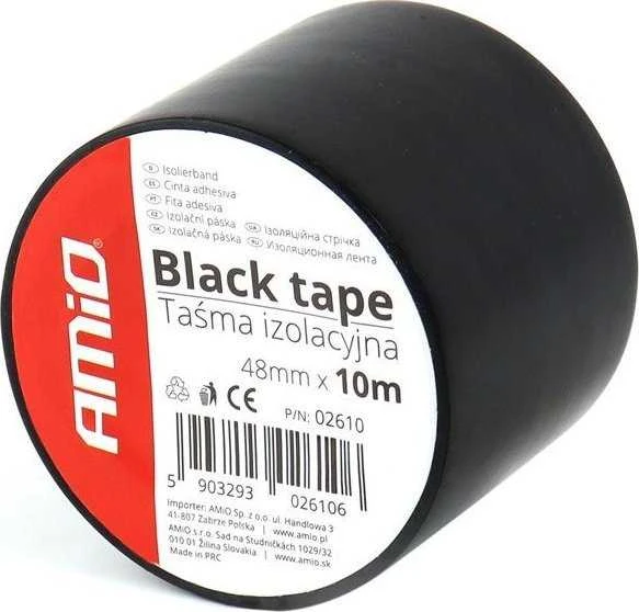 Juoda PVC Scotch izoliacinė juosta 48 mm x 10 m amio-02610
