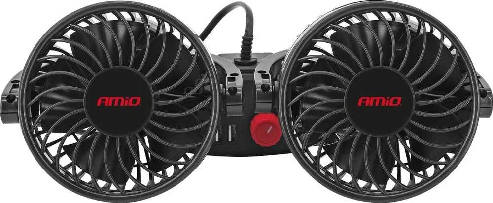 Amio Automobilio ventiliatorius prie galvos atramos su USB įkrovikliu 2x4" 12V