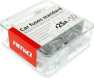Standartinė automobilio saugiklių dėžutė, 50 vnt., 25A, amio-01337