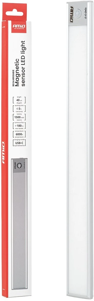 Belaidis LED šviestuvas su judesio jutikliu 2w 1500mah USB-C 40cm amio-04894