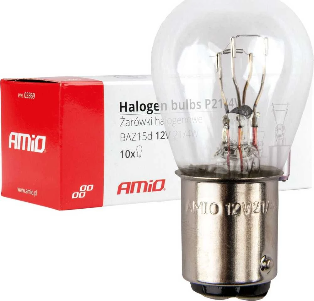 Halogeninės lemputės P21/4W 12V BAZ15D 10 vnt. amio-03369