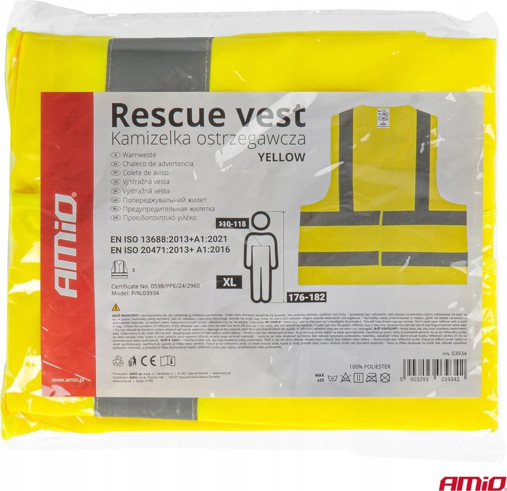 Atšvaitinė liemenė XL, geltona AMIO-03934