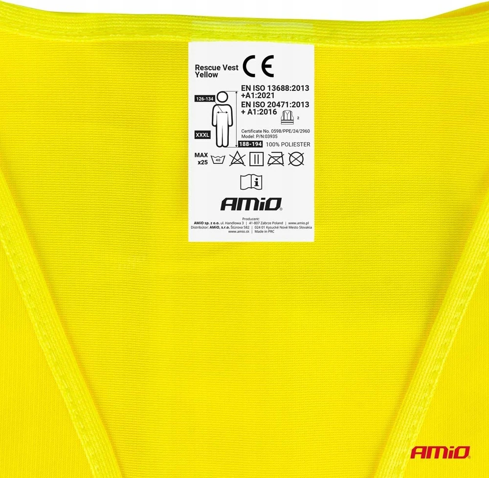 Įspėjamoji atšvaitinė liemenė XXXL, geltona AMIO-03935