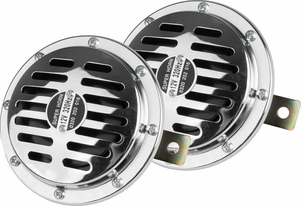 Garso signalas – chromuotas, 125 mm, 110 dB, 12V, AMIO-04074
