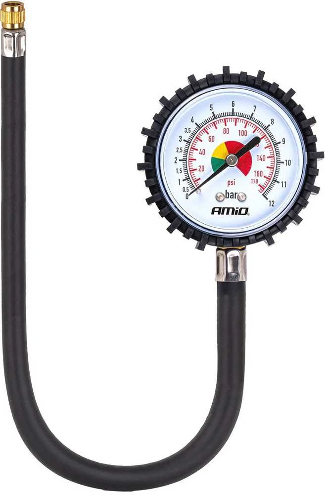Mechaninis manometras su 30 cm žarna, 12 bar, AMIO-04468