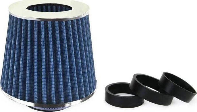 Kūginis oro filtras automobiliui, universalus, mėlynas, su 3 adapteriais, AMIO-02458