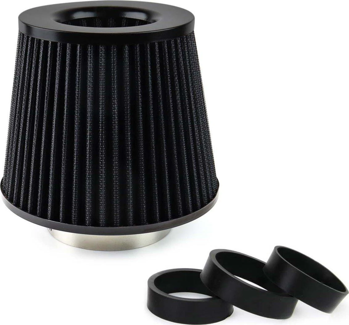 Kūginis oro filtras automobiliui, universalus, juodas, su 3 adapteriais, AMIO-02546