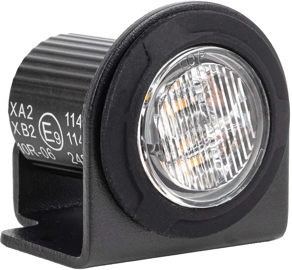 Apvali oranžinė LED įspėjamoji lempa R65 12V / 24V 12W AMIO-04864
