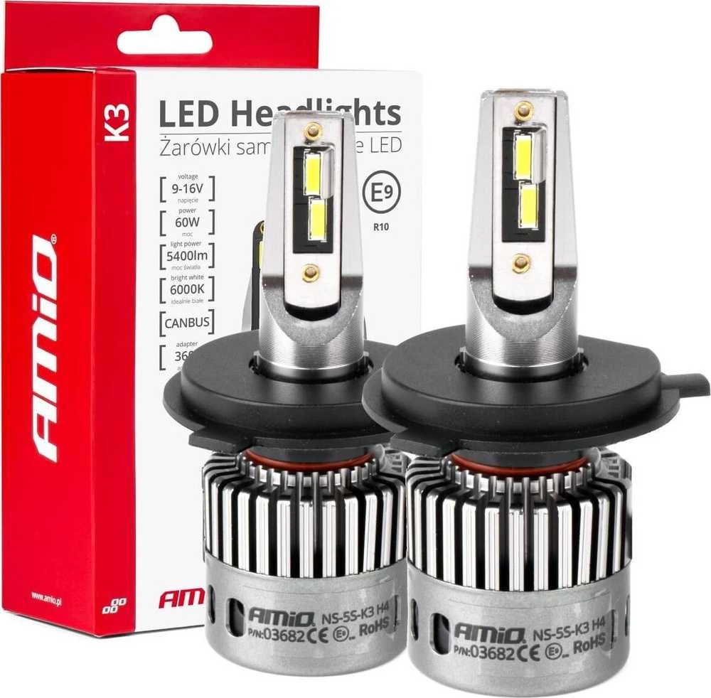 LED žibintų lemputės K3 Series H4/H19 12V 6000K canbus AMIO-03682