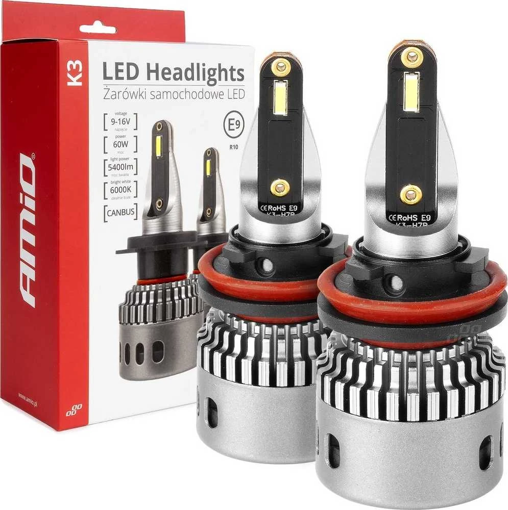 Amio K3 LED lemputės su aušinimo radiatoriais