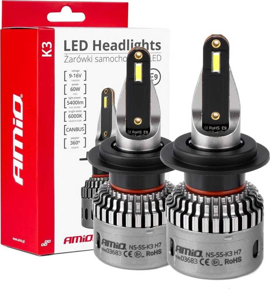 LED žibintų lemputės K3 Series H7 12V 6000K canbus AMIO-03683