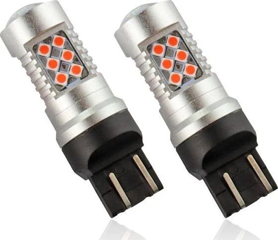 LED lemputės Canbus 24SMD T20 WR21/5W raudonos 12V 24V amio-02581