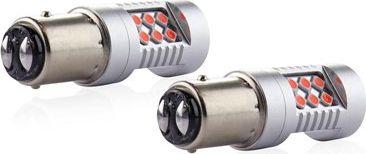 LED lemputės Canbus 3030 24SMD 1157 Bay15d PR21/5W raudonos 12V 24V amio-02579